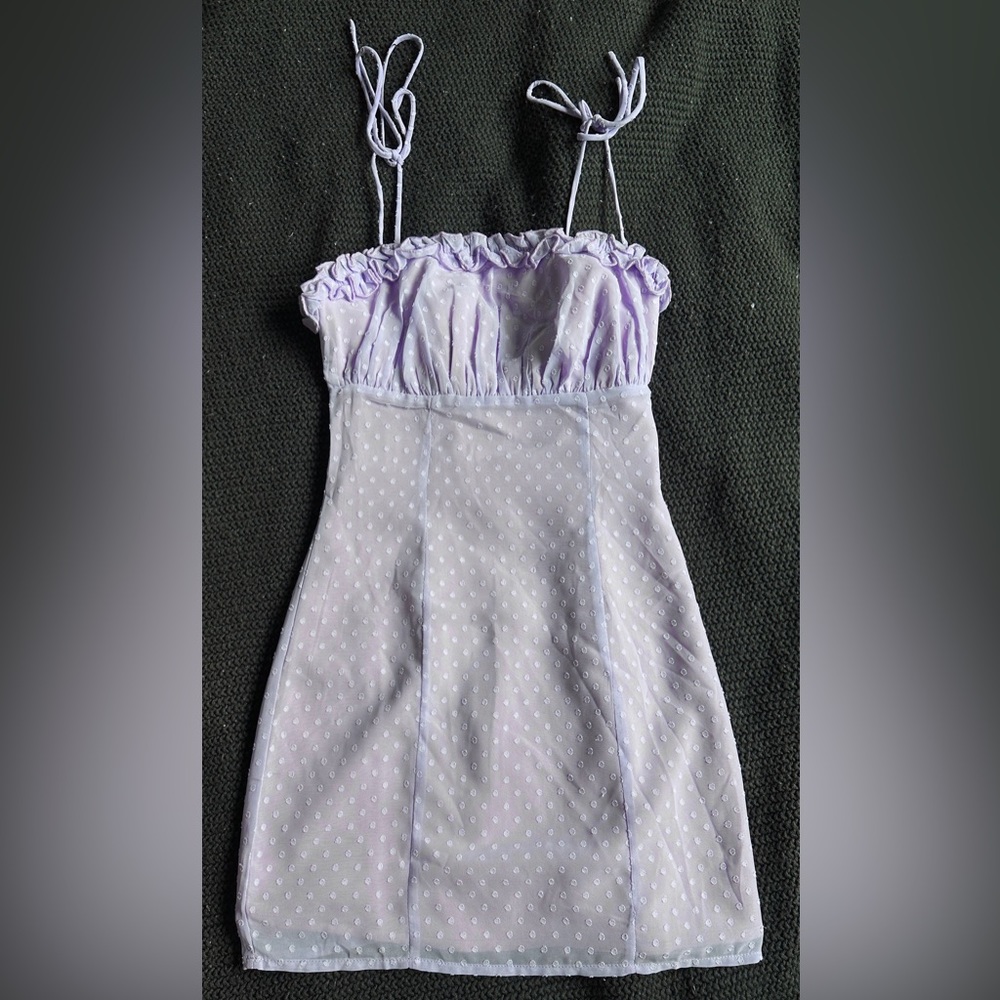 Beginning Boutique purple polka dot mini dress